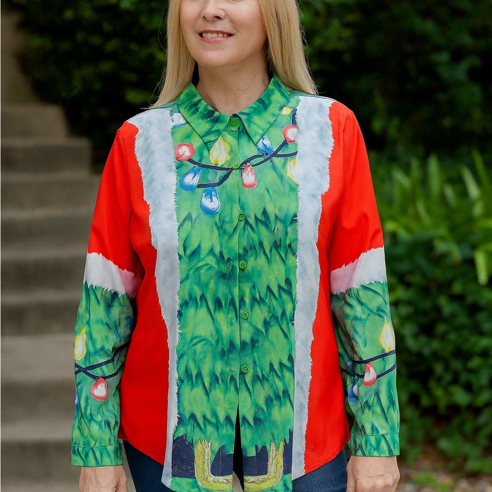 Holiday Lights Women's Button Down Shirt